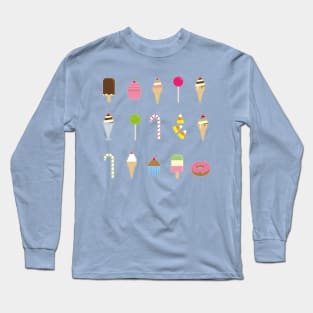 vector illustration of many desserts Long Sleeve T-Shirt